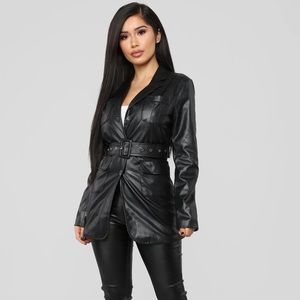 Fashion nova Either Way Belted Jacket Black